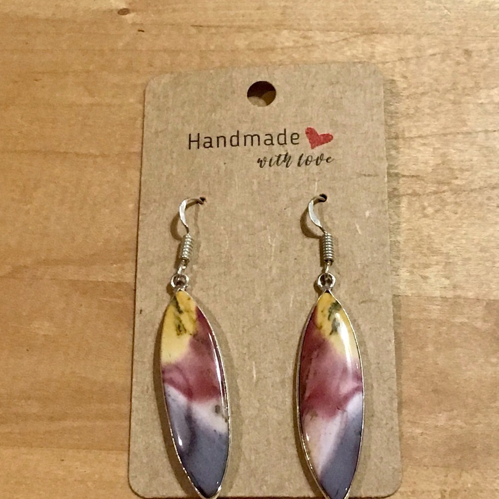 Beautiful Mookite Dangle Earrings - 925 Stamped